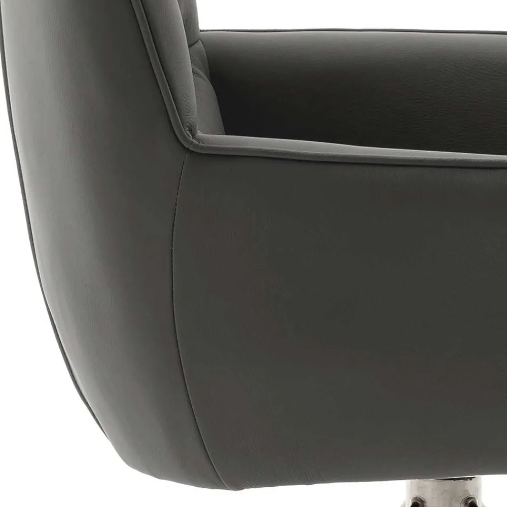 Wohnen Wohnzimmerstühle*Armlehnenstuhl in Anthrazit Leder - Carbonaro (2er Set)