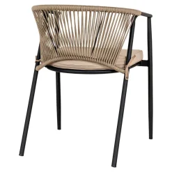 Wohnen Armlehnenstuhl in Beigegrau Kordelgeflecht - Amelie (4er Set)