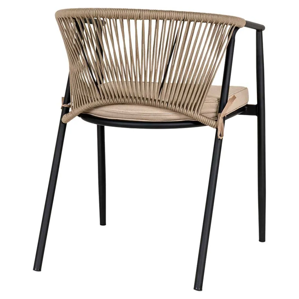 Wohnen Armlehnenstuhl in Beigegrau Kordelgeflecht - Amelie (4er Set)