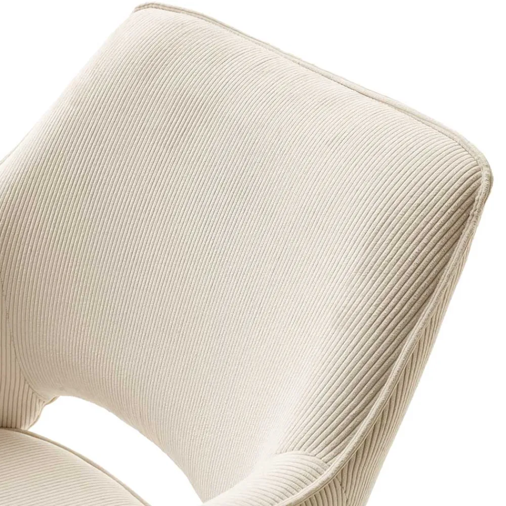 Wohnen Wohnzimmerstühle*Armlehnenstuhl in Creme Cord - Makimona (2er Set)