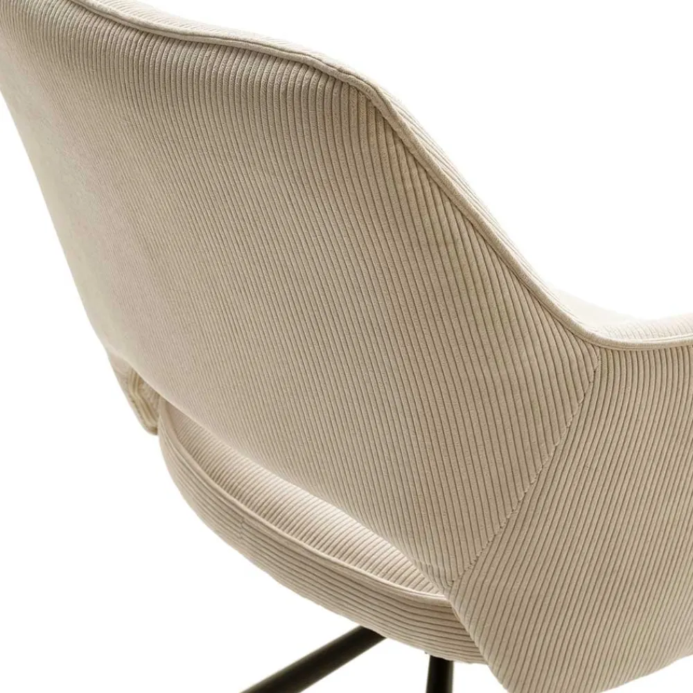 Wohnen Wohnzimmerstühle*Armlehnenstuhl in Creme Cord - Makimona (2er Set)