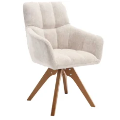 Wohnen Küchenstühle|Esszimmerstühle*Armlehnenstuhl in Creme Strukturstoff - Crystoga (2er Set)