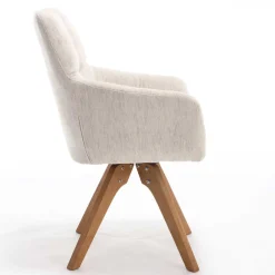 Wohnen Küchenstühle|Esszimmerstühle*Armlehnenstuhl in Creme Strukturstoff - Crystoga (2er Set)