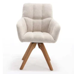 Wohnen Küchenstühle|Esszimmerstühle*Armlehnenstuhl in Creme Strukturstoff - Crystoga (2er Set)