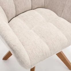 Wohnen Küchenstühle|Esszimmerstühle*Armlehnenstuhl in Creme Strukturstoff - Crystoga (2er Set)