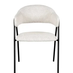 Wohnen Armlehnenstuhl in Cremeweiß Boucle - Farmer (2er Set)