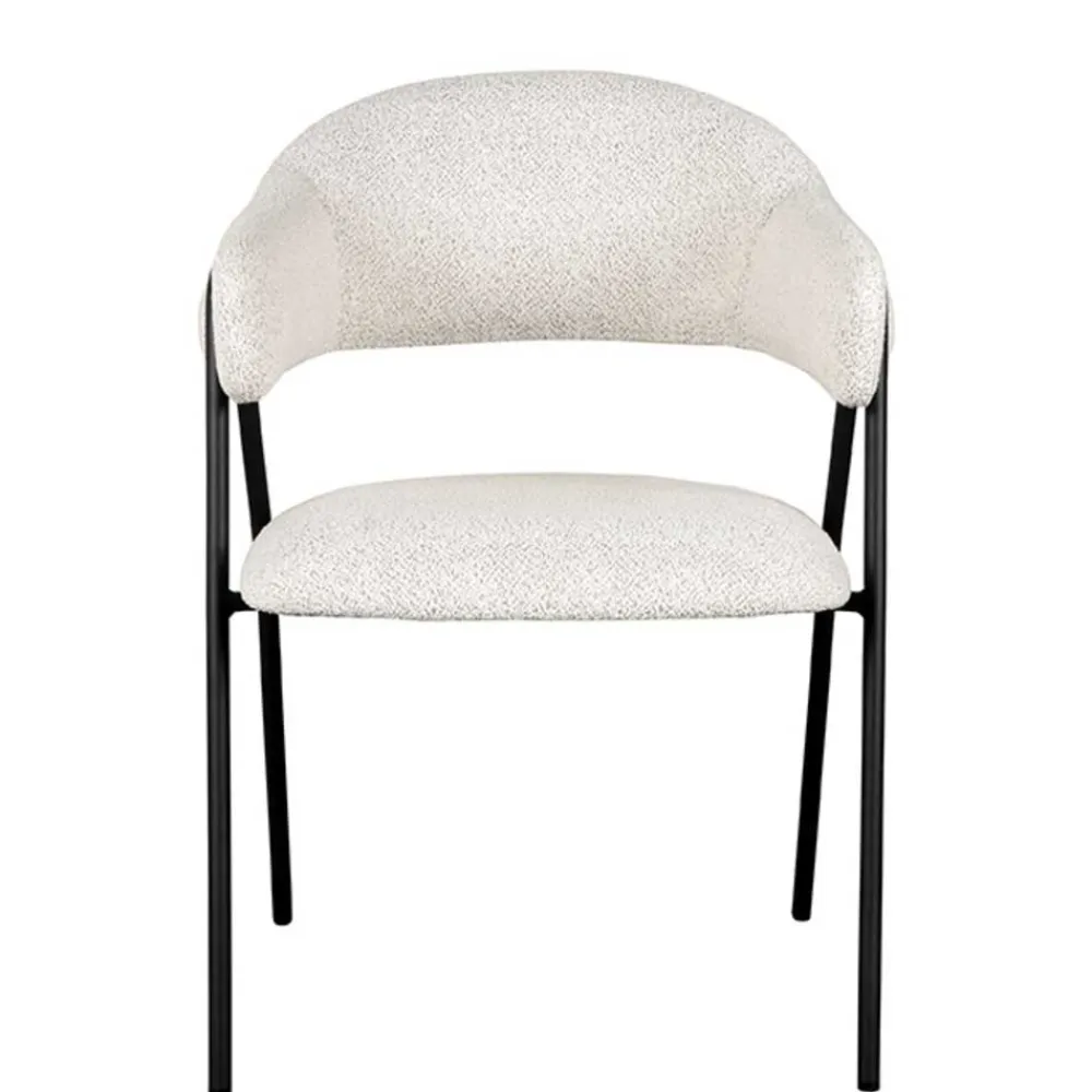 Wohnen Armlehnenstuhl in Cremeweiß Boucle - Farmer (2er Set)