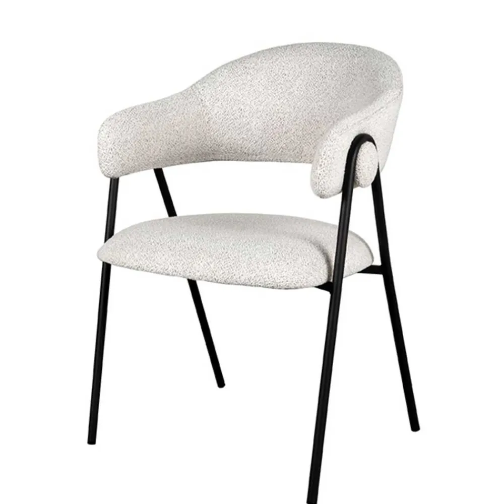 Wohnen Armlehnenstuhl in Cremeweiß Boucle - Farmer (2er Set)