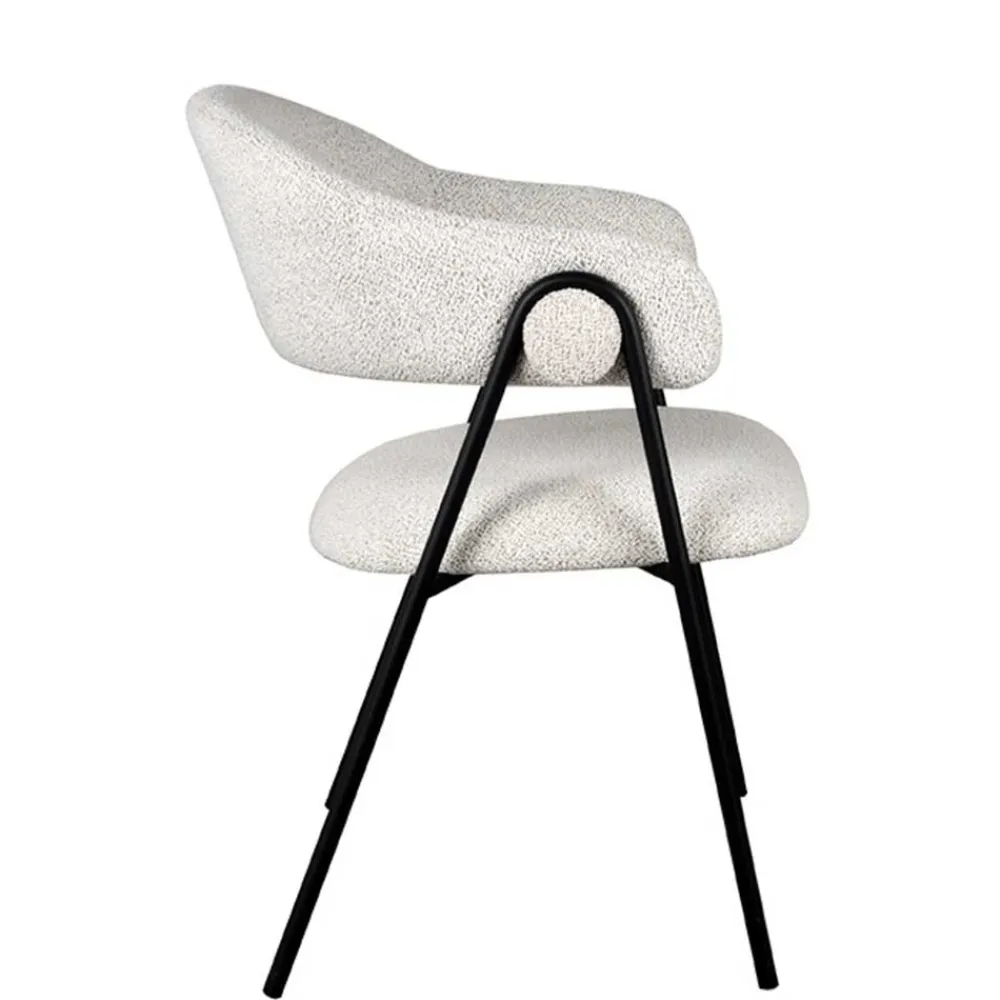 Wohnen Armlehnenstuhl in Cremeweiß Boucle - Farmer (2er Set)