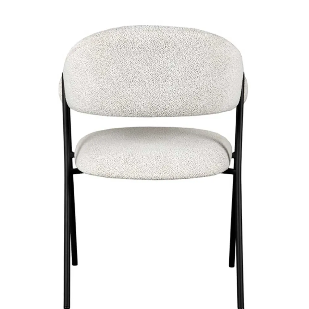 Wohnen Armlehnenstuhl in Cremeweiß Boucle - Farmer (2er Set)