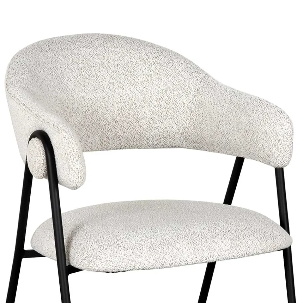 Wohnen Armlehnenstuhl in Cremeweiß Boucle - Farmer (2er Set)