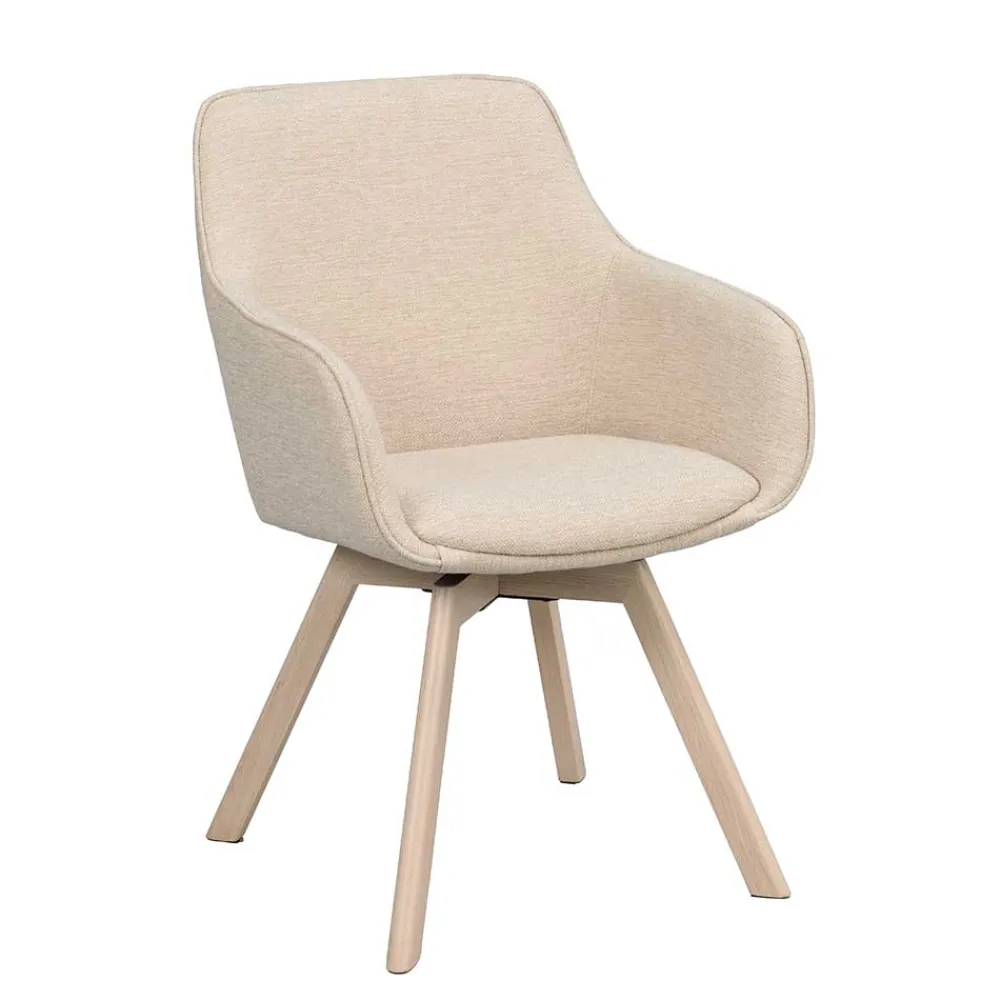 Wohnen Wohnzimmerstühle*Armlehnenstuhl in Cremeweiß Stoff - Systrem (2er Set)