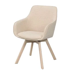 Wohnen Wohnzimmerstühle*Armlehnenstuhl in Cremeweiß Stoff - Systrem (2er Set)