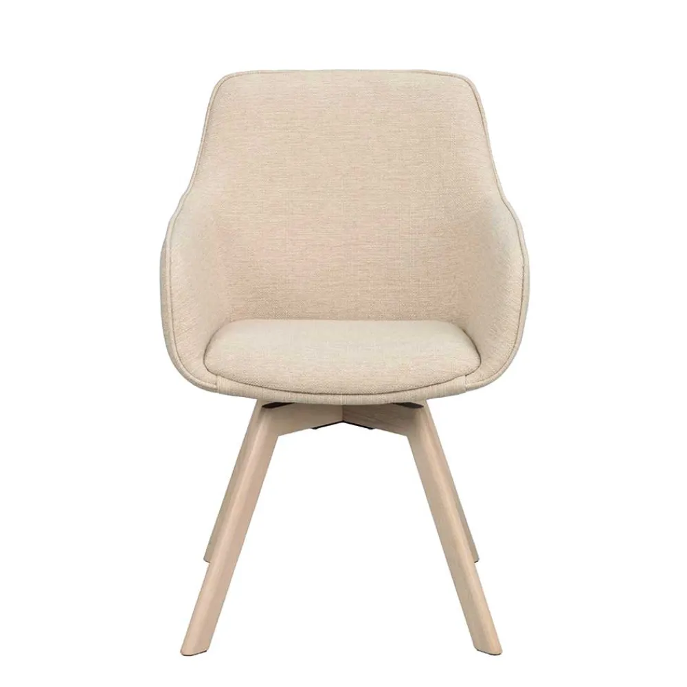 Wohnen Wohnzimmerstühle*Armlehnenstuhl in Cremeweiß Stoff - Systrem (2er Set)