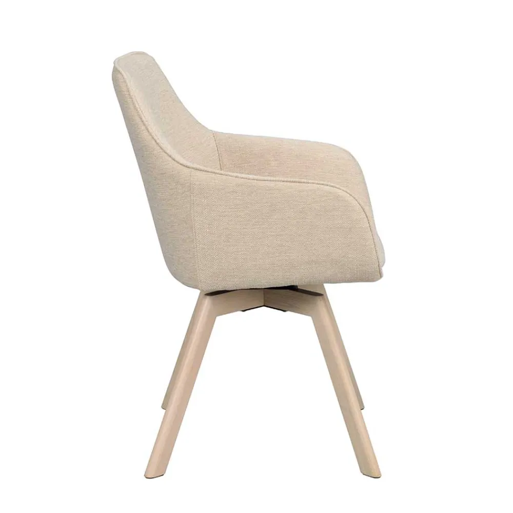 Wohnen Wohnzimmerstühle*Armlehnenstuhl in Cremeweiß Stoff - Systrem (2er Set)