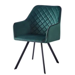 Wohnen Retro Möbel|Küchenstühle*Armlehnenstuhl in Dunkelgrün mit Schwarz - Saliaora