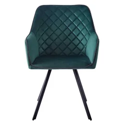 Wohnen Retro Möbel|Küchenstühle*Armlehnenstuhl in Dunkelgrün mit Schwarz - Saliaora