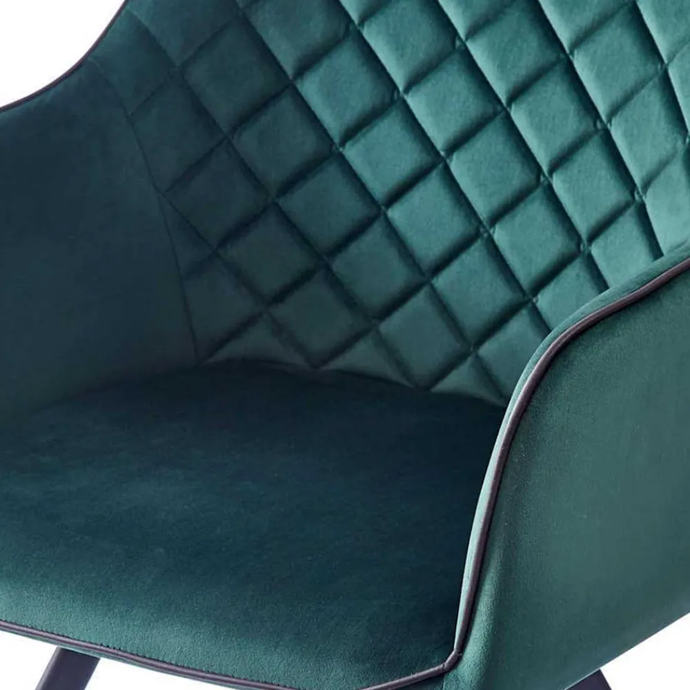 Wohnen Retro Möbel|Küchenstühle*Armlehnenstuhl in Dunkelgrün mit Schwarz - Saliaora