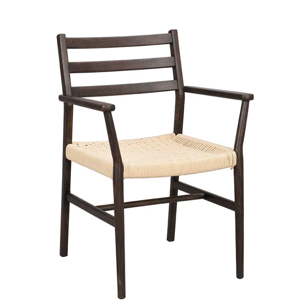 Wohnen Massivholzmöbel|Rattanmöbel*Armlehnenstuhl in Eiche Dunkel - Gardaz