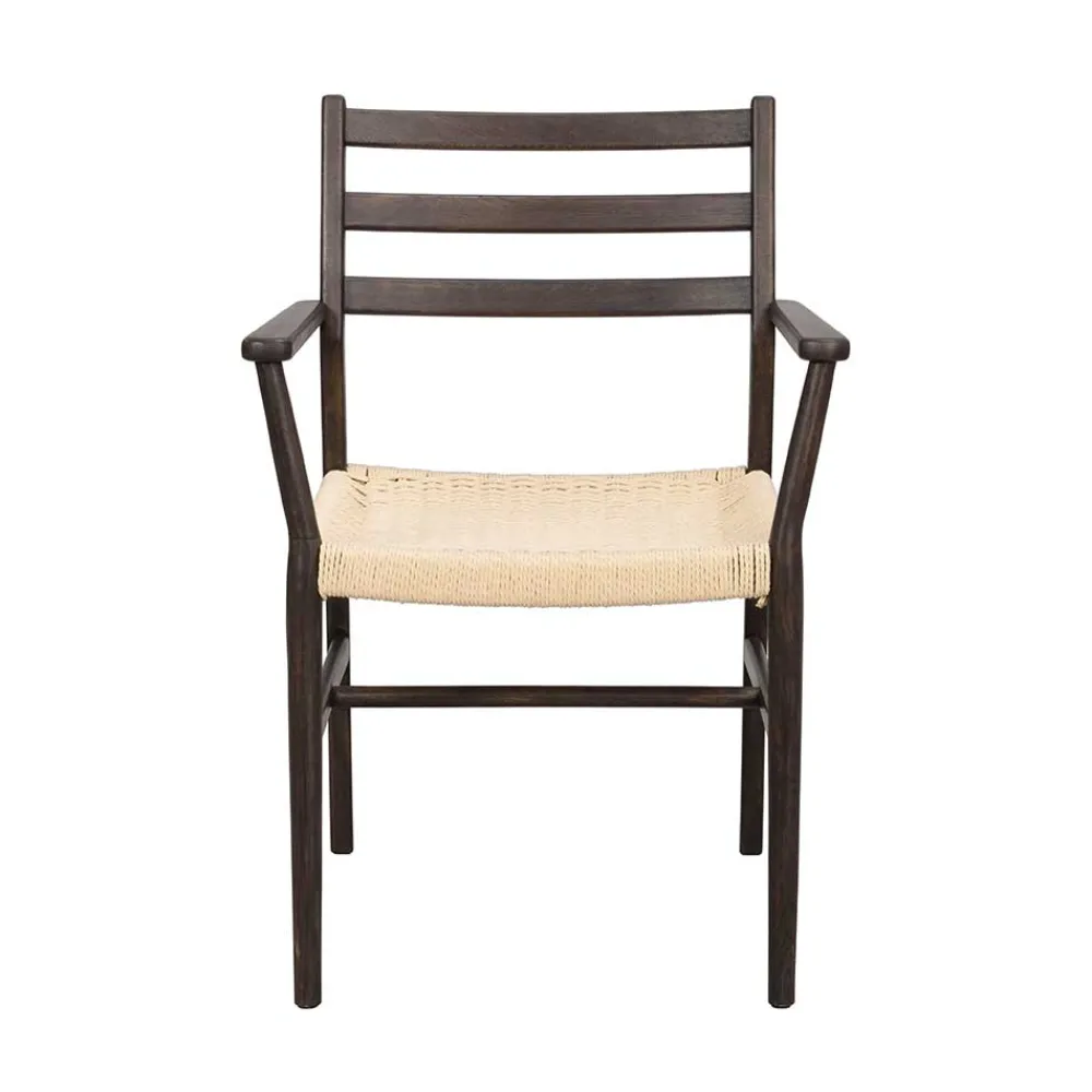 Wohnen Massivholzmöbel|Rattanmöbel*Armlehnenstuhl in Eiche Dunkel - Gardaz