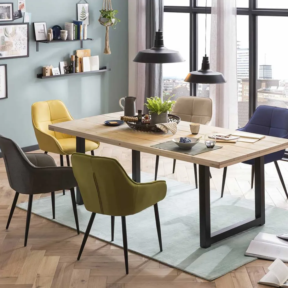 Wohnen Armlehnenstuhl in Gelb Leinenstoff - Campiona