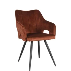 Wohnen Armlehnenstuhl in Rost Braun Velours - Welinda