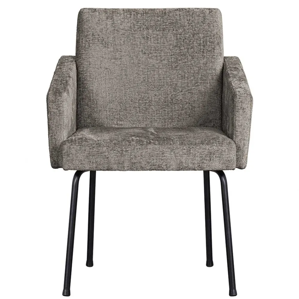 Wohnen Schwarze Möbel|Graue Möbel*Armlehnenstuhl in Taupe Webstoff - Kalindo (2er Set)