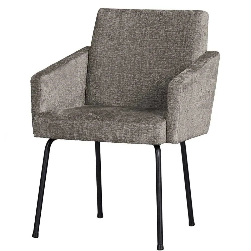 Wohnen Schwarze Möbel|Graue Möbel*Armlehnenstuhl in Taupe Webstoff - Kalindo (2er Set)