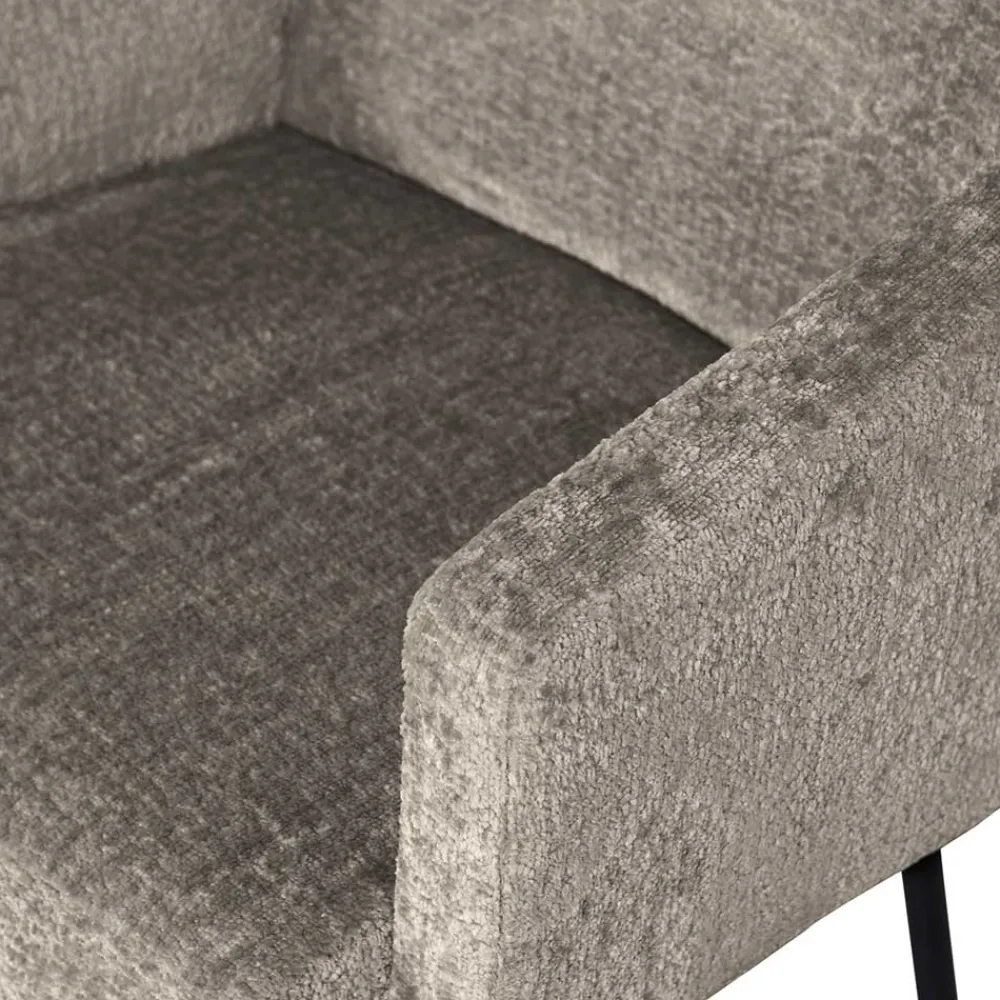 Wohnen Schwarze Möbel|Graue Möbel*Armlehnenstuhl in Taupe Webstoff - Kalindo (2er Set)