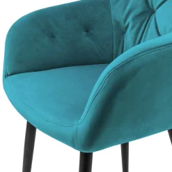 Wohnen Armlehnenstuhl in Türkis Blau Samt - Benitov