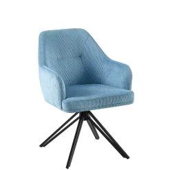 Wohnen Armlehnenstuhl mit Cord in Hellblau - Vacca (2er Set)