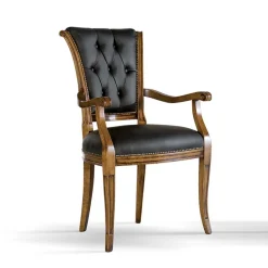 Wohnen Armlehnenstuhl mit Leder in Dunkelgrau - Naresh