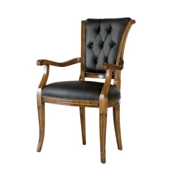 Wohnen Armlehnenstuhl mit Leder in Dunkelgrau - Naresh