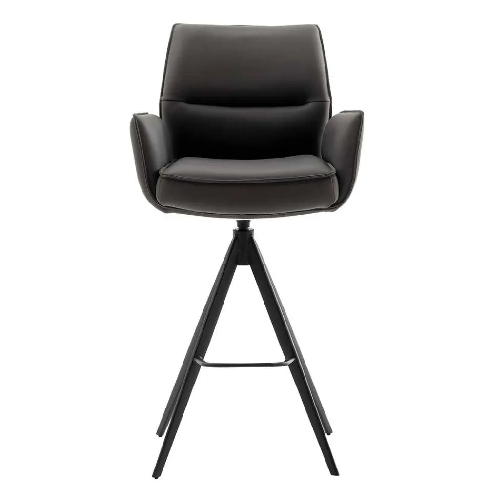 Wohnen Barhocker|Sessel & Hocker*Armlehnen-Tresenstühle aus Echtleder - Delamaro (2er Set)