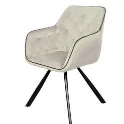 Wohnen Wohnzimmerstühle*Armlehner Polsterstuhl in Creme Samt - Pape