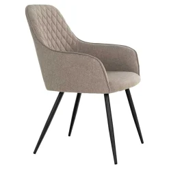 Wohnen Armlehnstühle in Graubraun Stoff - Vojeco (2er Set)