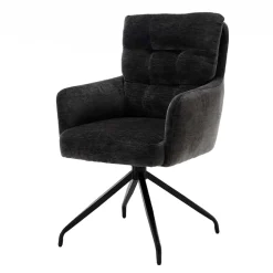 Wohnen Armlehnstuhl in Anthrazit Chenille - Emgo (2er Set)