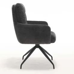 Wohnen Armlehnstuhl in Anthrazit Chenille - Emgo (2er Set)