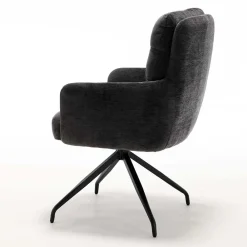 Wohnen Armlehnstuhl in Anthrazit Chenille - Emgo (2er Set)