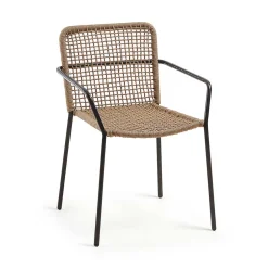 Wohnen Rattanmöbel*Armlehnstuhl in Beige & Schwarz - Locoro (4er Set)