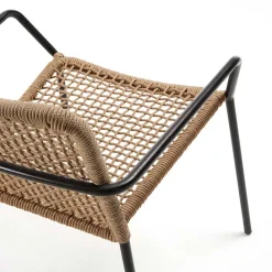 Wohnen Rattanmöbel*Armlehnstuhl in Beige & Schwarz - Locoro (4er Set)