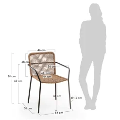 Wohnen Rattanmöbel*Armlehnstuhl in Beige & Schwarz - Locoro (4er Set)