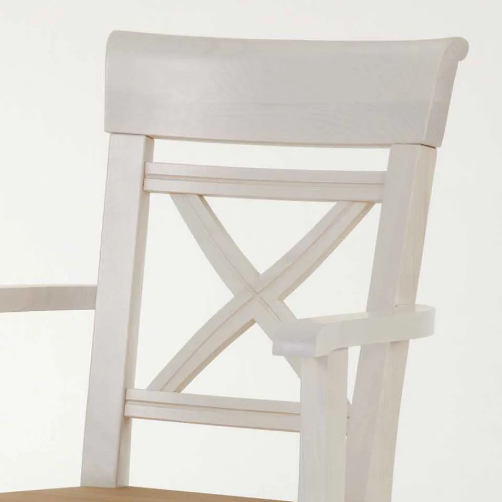 Wohnen Landhausmöbel|Küchenstühle*Armlehnstuhl Lugon aus Massivholz Kiefer (2er Set)