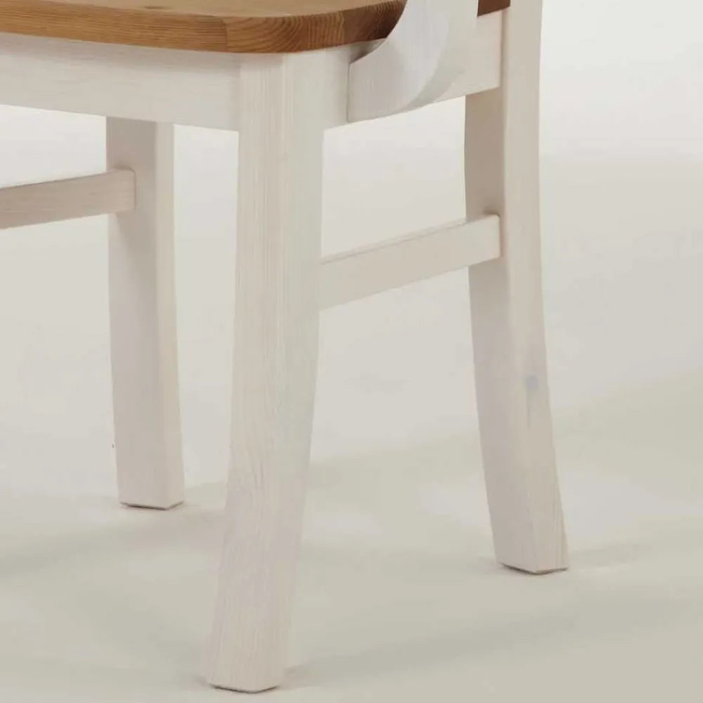 Wohnen Landhausmöbel|Küchenstühle*Armlehnstuhl Lugon aus Massivholz Kiefer (2er Set)