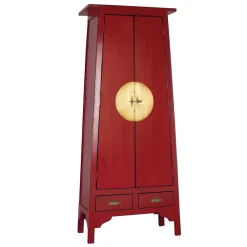 Wohnen Asia Design Schrank in Rot Massivholz - Iscian