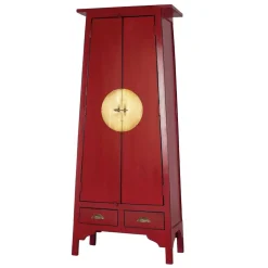 Wohnen Asia Design Schrank in Rot Massivholz - Iscian