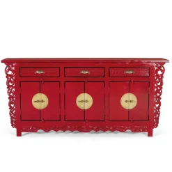 Wohnen Sideboards & Kommoden|Sideboards & Kommoden*Asia Design Sideboard aus Massivholz in Rot - Iscian