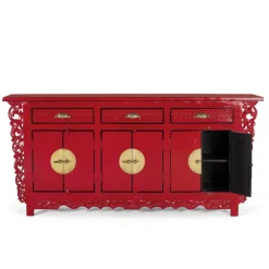 Wohnen Sideboards & Kommoden|Sideboards & Kommoden*Asia Design Sideboard aus Massivholz in Rot - Iscian