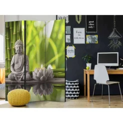 Wohnen Wohnzimmer-Regale|Asiatische Möbel*Asia Motiv Paravent mit Buddah & Kerze - Woston