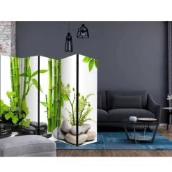 Wohnen Asiatische Möbel*Asian Style Paravent Bambus & Kiesel - Zoom